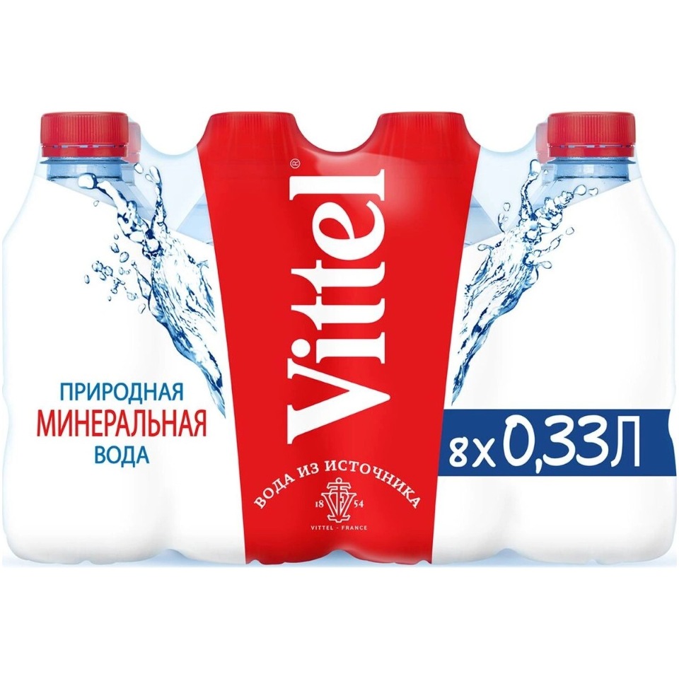 

Минеральная негазированная вода Vittel 0,33л пэт по 8 шт, газированная пластик