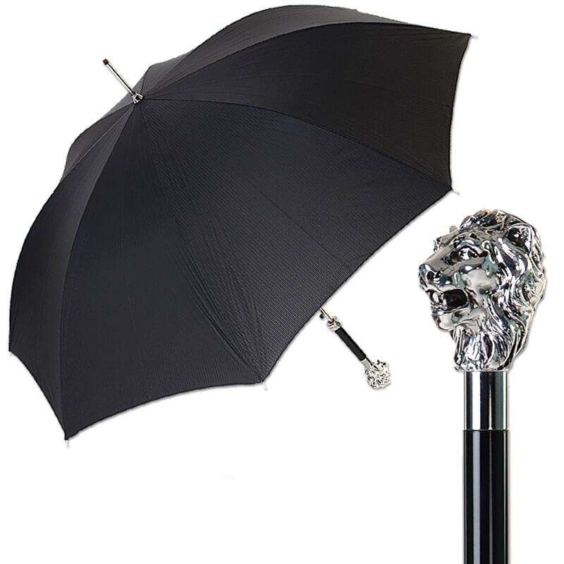 Зонт-трость мужской полуавтоматический Pasotti Leone Silver StripesS black