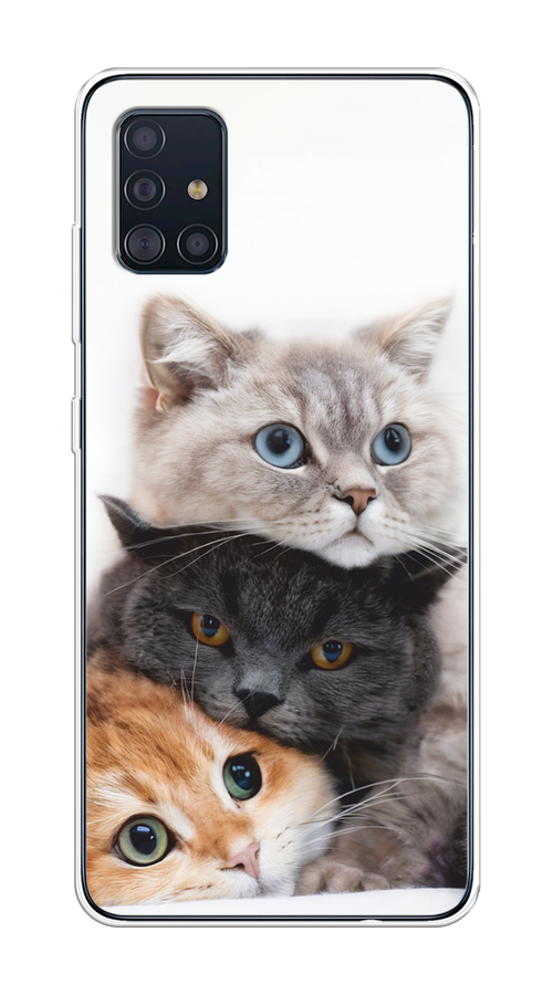 

Чехол на Samsung Galaxy A51 "Пушистые мордашки", Серый;черный;оранжевый, 28950-1