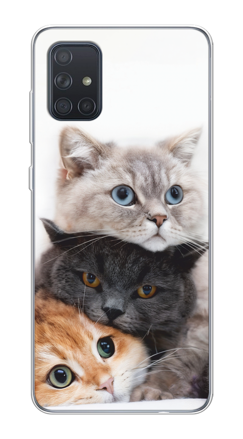 

Чехол на Samsung Galaxy A71 4G "Пушистые мордашки", Серый;черный;оранжевый, 29050-1