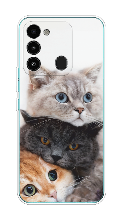 

Чехол на Tecno Spark Go 2022/8С/9 "Пушистые мордашки", Серый;черный;оранжевый, 301350-1
