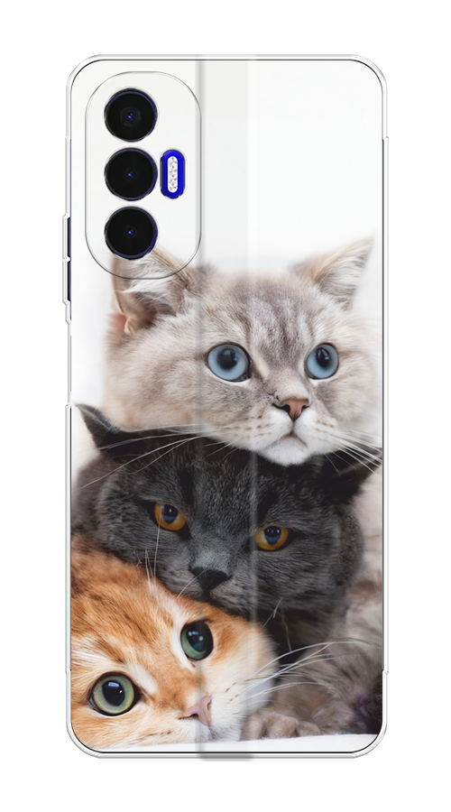 

Чехол на Tecno Pova 3 "Пушистые мордашки", Серый;черный;оранжевый, 301550-1