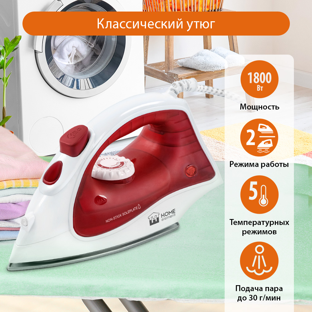 

Утюг Home Element HE-IR216 белый, красный, HE-IR216