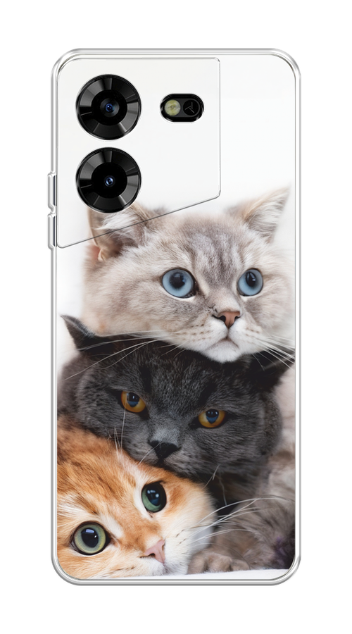 

Чехол на Tecno Pova 5 "Пушистые мордашки", Серый;черный;оранжевый, 303950-1