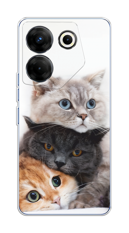 

Чехол на Tecno Camon 20 Pro 5G "Пушистые мордашки", Серый;черный;оранжевый, 304050-1