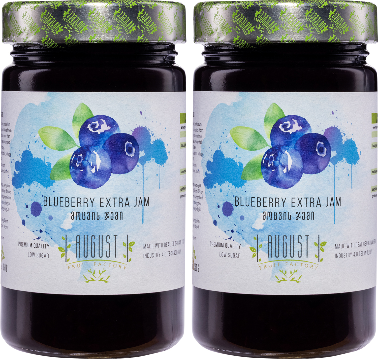 

Джем August Fruit Factory Черничный 45%, 2 шт по 350 г