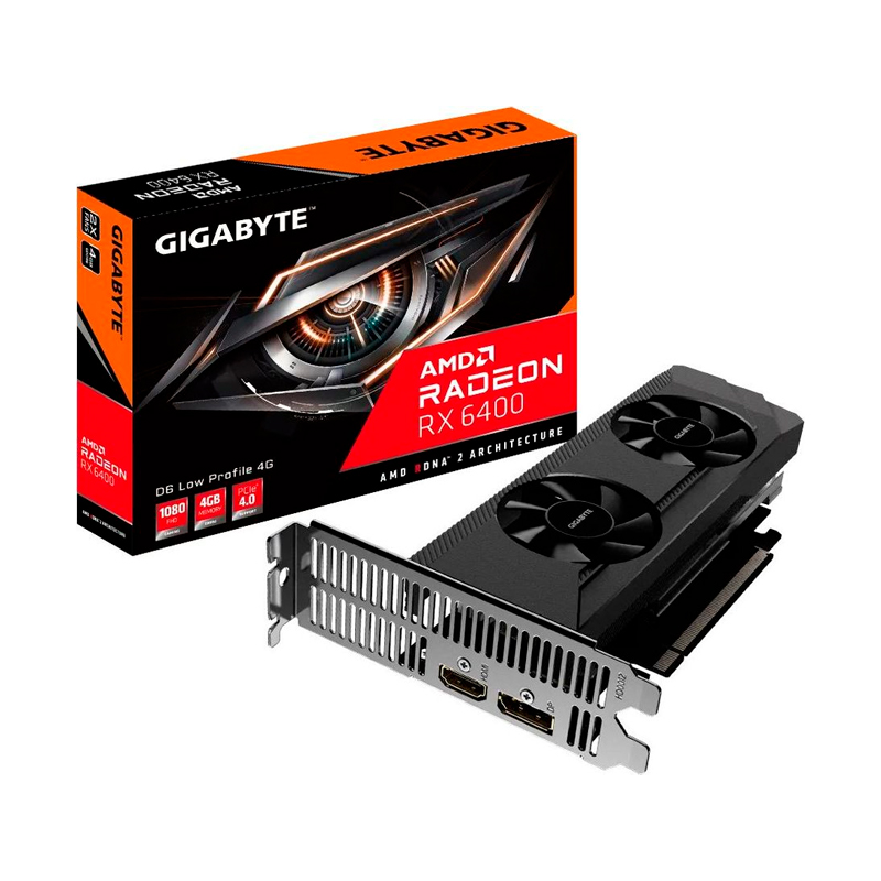 Видеокарта GIGABYTE AMD Radeon RX 6400 D6 LOW PROFILE (GV-R64D6-4GL)