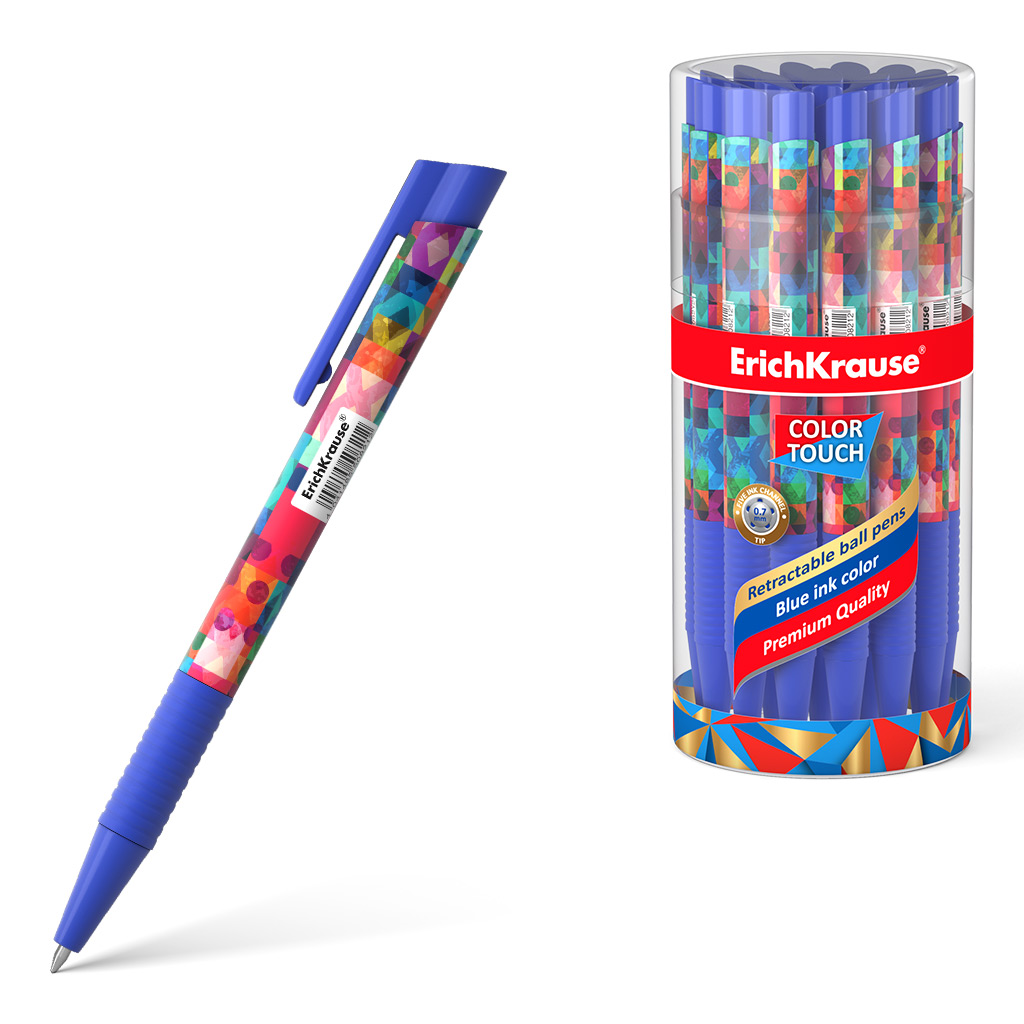 

Ручка шариковая автоматическая ErichKrause ColorTouch Patchwork, цвет чернил синий