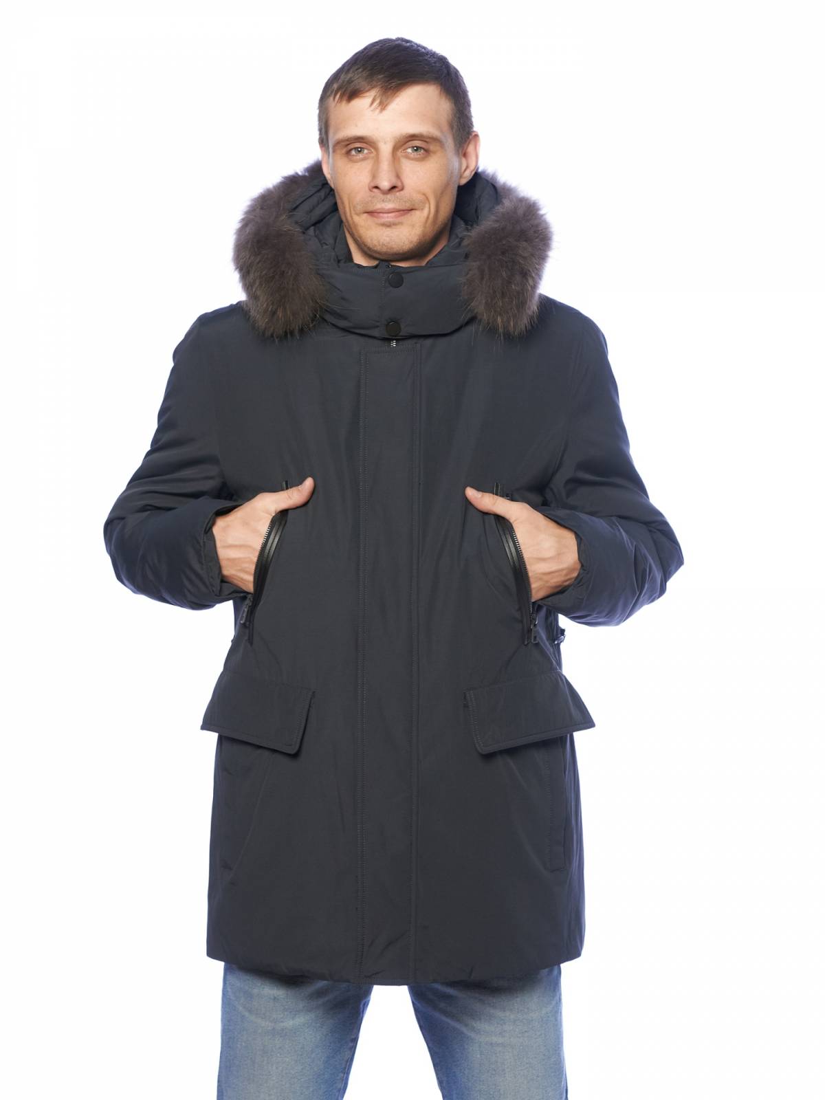 Зимняя куртка мужская Clasna 3577 серая 46 RU