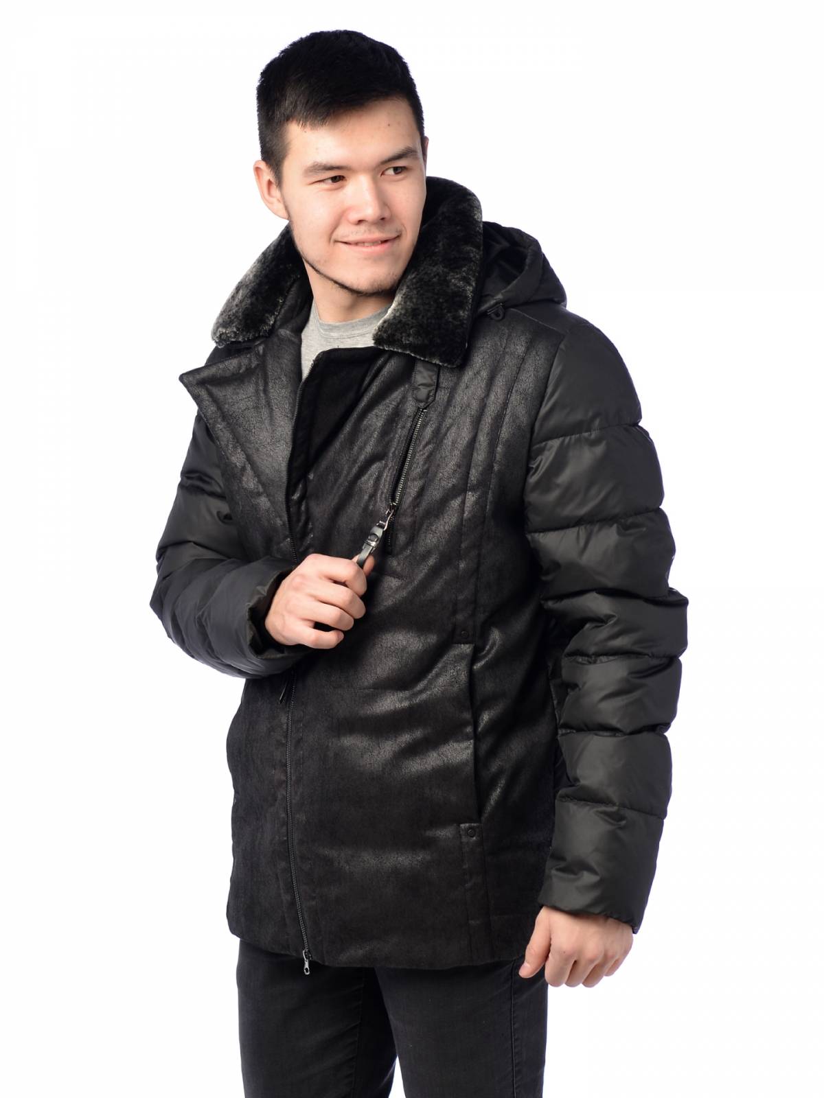 Зимняя куртка мужская Clasna 3394 черная 46 RU