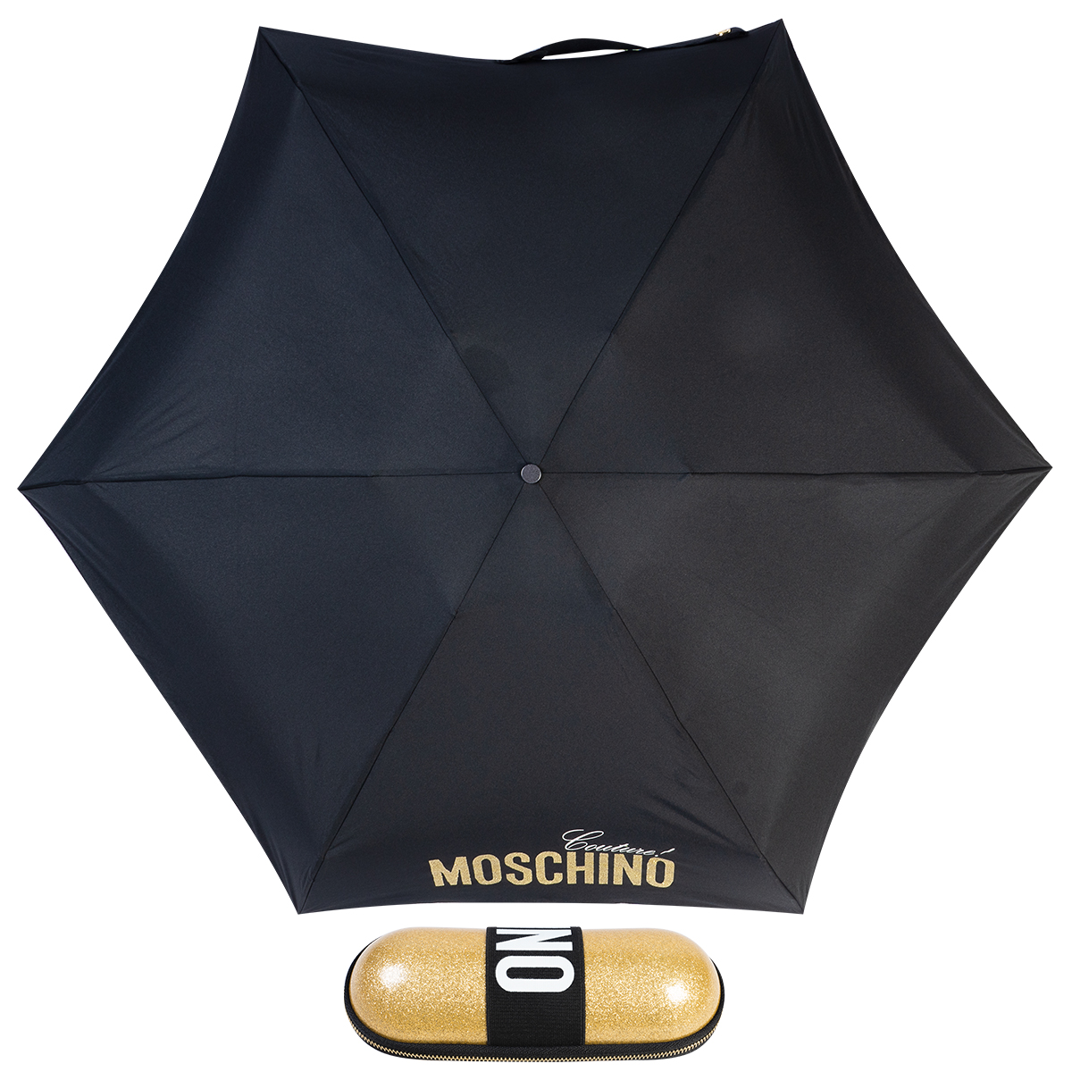 фото Зонт женский moschino 8900-supermini gold glitter gold