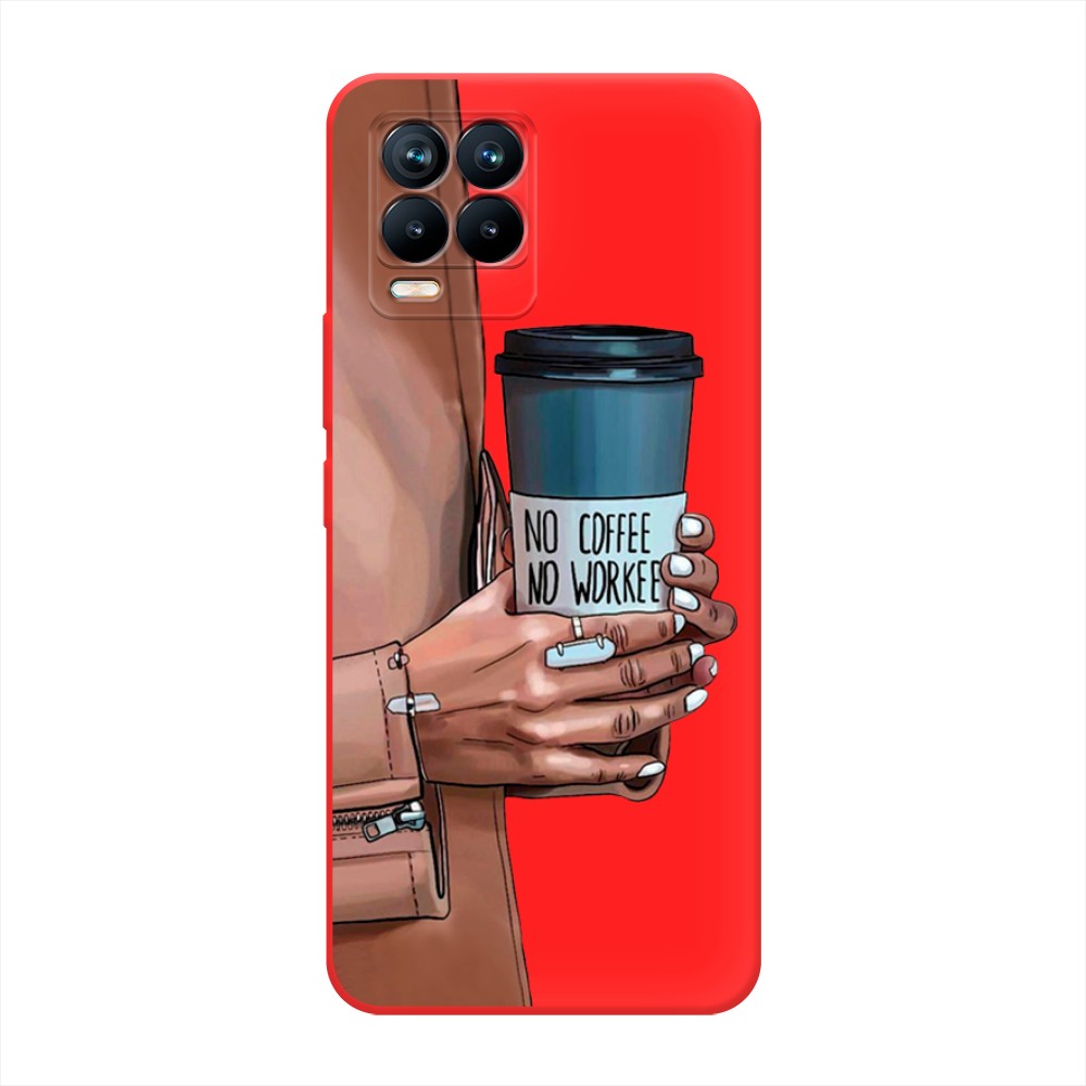 фото Матовый силиконовый чехол "no coffee" на realme 8 awog