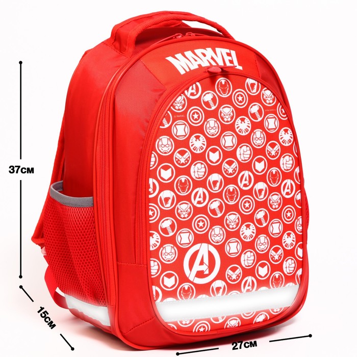 фото Рюкзак школьный с эргономической спинкой мстители marvel, 37x27x16 см, красный