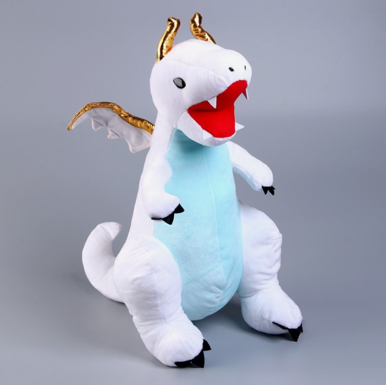 Мягкая игрушка Дракон с золотыми крыльями, 45 см, цвет белый ёлочная игрушка дракон с крыльями дерево