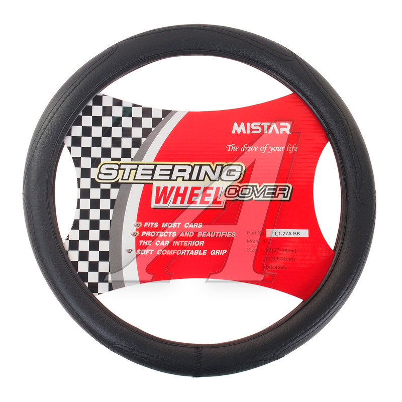 

Оплетка руля (M) 37-39см черная кожа MISTAR MIS-LT27A BK (M), Черный