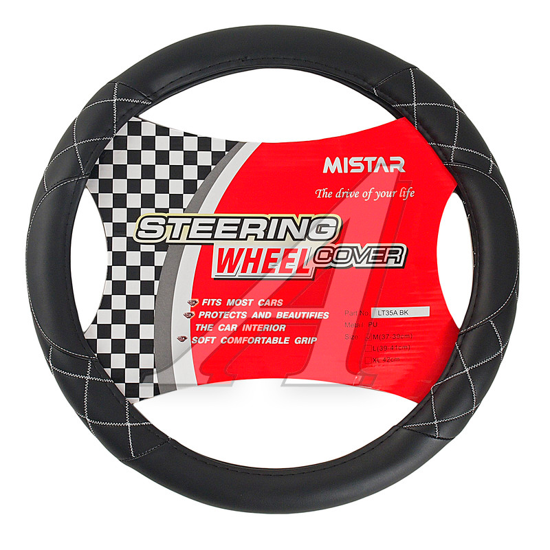 

Оплетка руля (M) 37-39см черная кожа MISTAR MIS-LT35A BK (M), Черный
