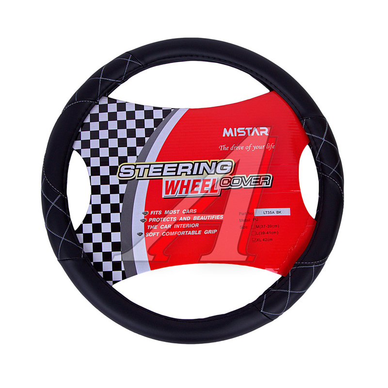 

Оплетка руля (XL) 41-43см черная кожа MISTAR MIS-LT35A BK (XL), Черный