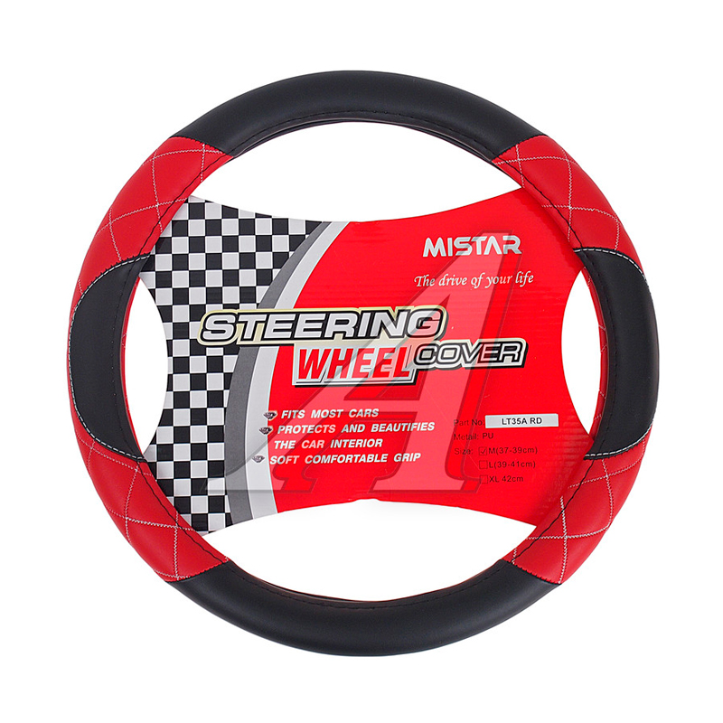 

Оплетка руля (M) 37-39см черная/красная кожаная MISTAR MIS-LT35A BK/RD (M)
