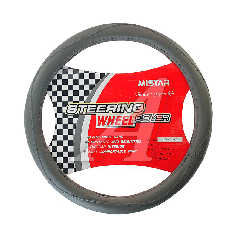 

Оплетка руля (M) 37-39см серая кожа MISTAR MIS-LT35C GY (M)