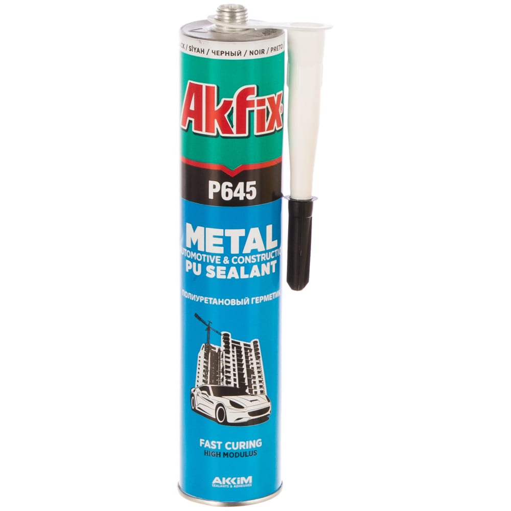 фото Akfix полиуретановый герметик автомобильный, строительный p645 45 шор, черный, 310 мл aa10