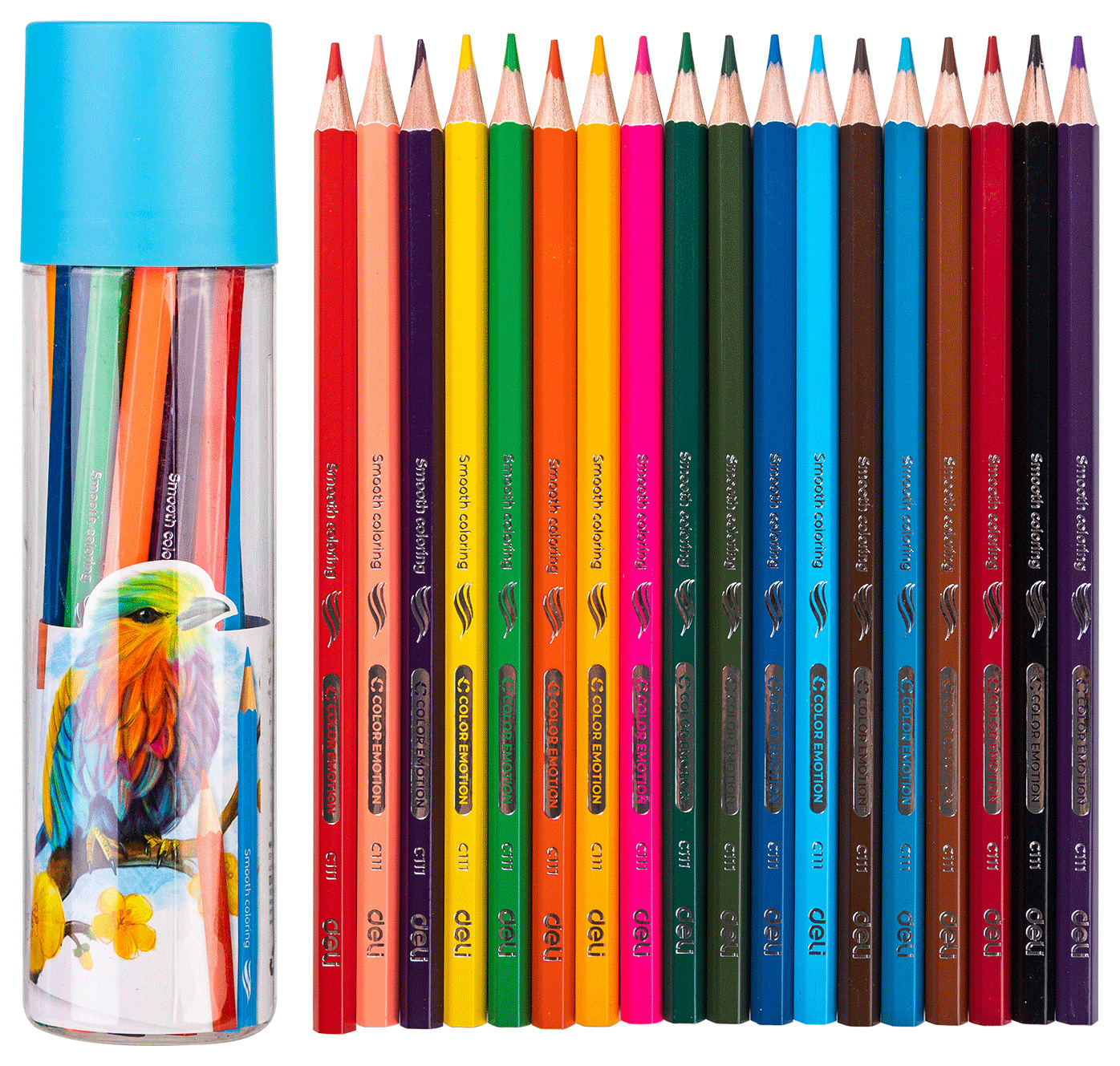 

Карандаши цв. Deli EC111-18 Color Emotion шестигран. липа 18цв. пласт.туб. (18шт), Разноцветные