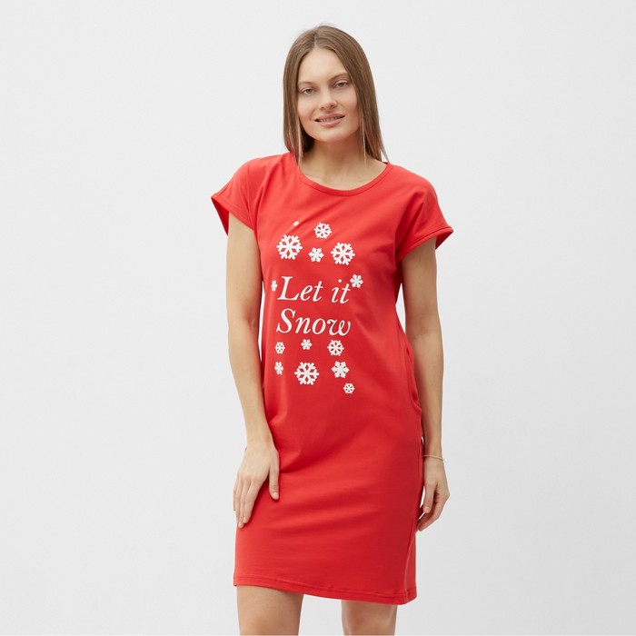 

Платье домашнее женское NoBrand 10155468 красное 52 RU, Красный, 10155469