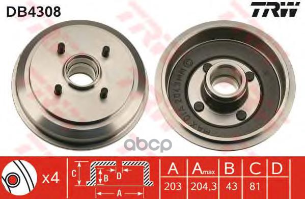 

Барабан тормозной TRW DB4308