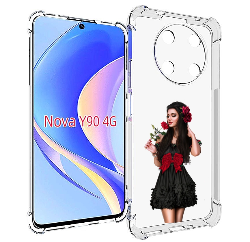 

Чехол MyPads девушка-в-черном-платье-с-розой женский для Huawei Nova Y90 (CTR-LX1), Tocco