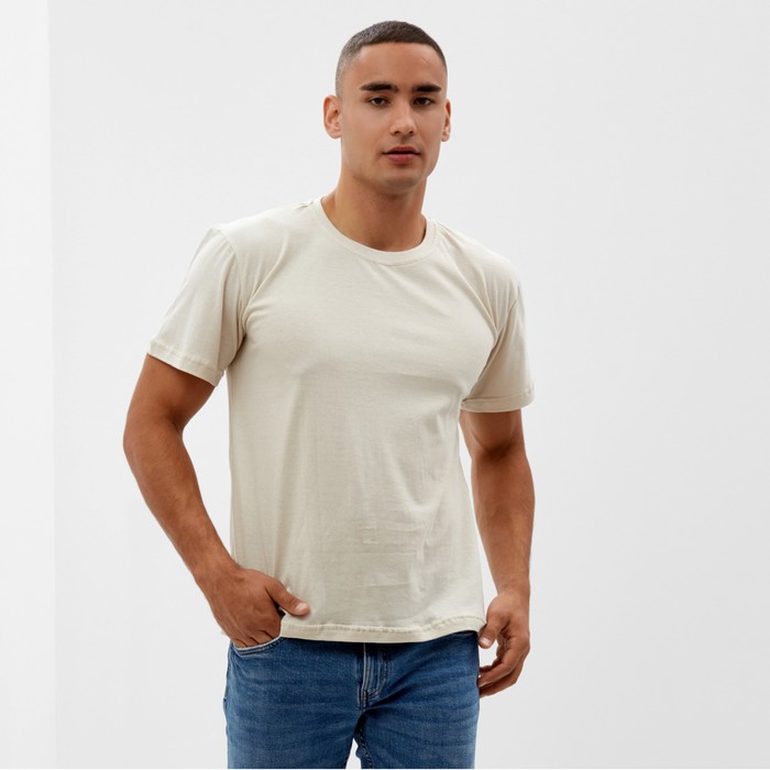 

Футболка мужская Collorista 9627977 бежевая 50-52 RU, Бежевый, 9627991