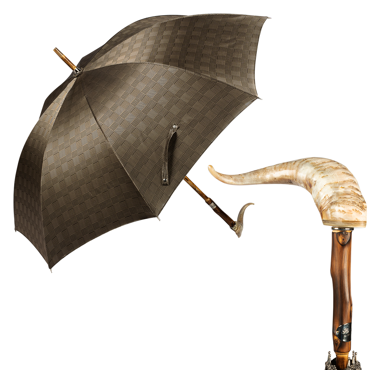 Зонт-трость мужской механический Pasotti Mutton Horn Milford milford beige