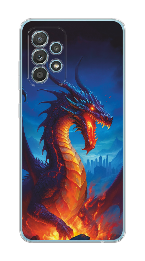 

Чехол на Samsung Galaxy A33 5G "Дракон над лавой", Оранжевый;коричневый;синий, 2104450-1