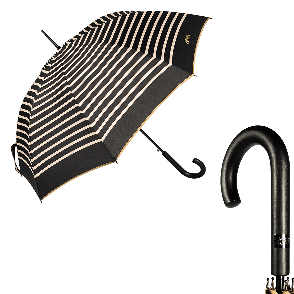 Зонт-трость женский полуавтоматический Jean Paul Gaultier 206-LA noir/crema