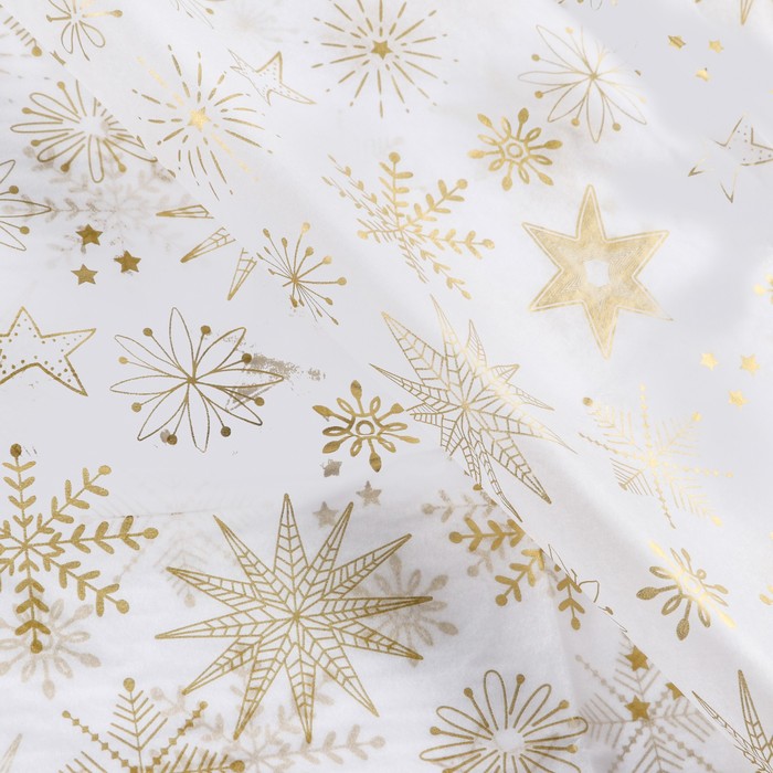 

Бумага упаковочная тишью "Золотые снежинки",50 х 66 см (20 шт), Белый;золотистый