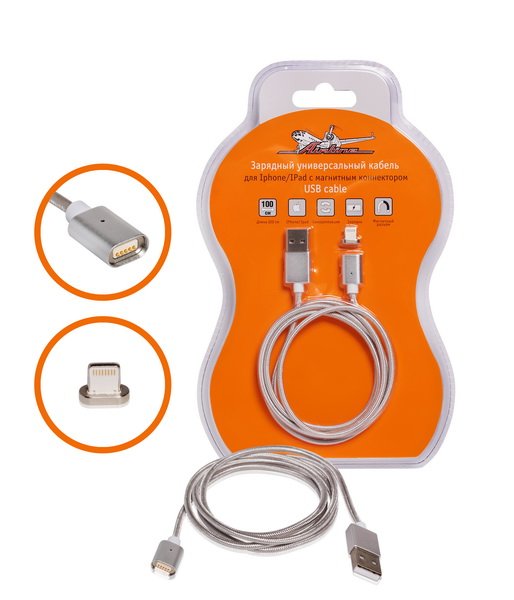 фото Зарядный кабель для iphone/ipad с магнитным airline ach-i6m-17