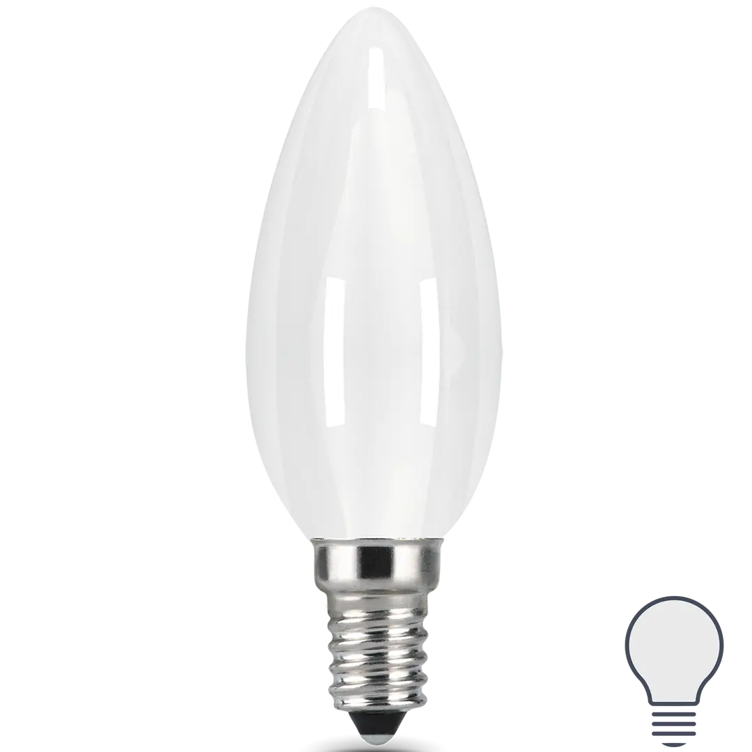 

Лампа светодиодная Gauss Filament Milky Е14 9 Вт свеча нейтральный белый свет, для диммера