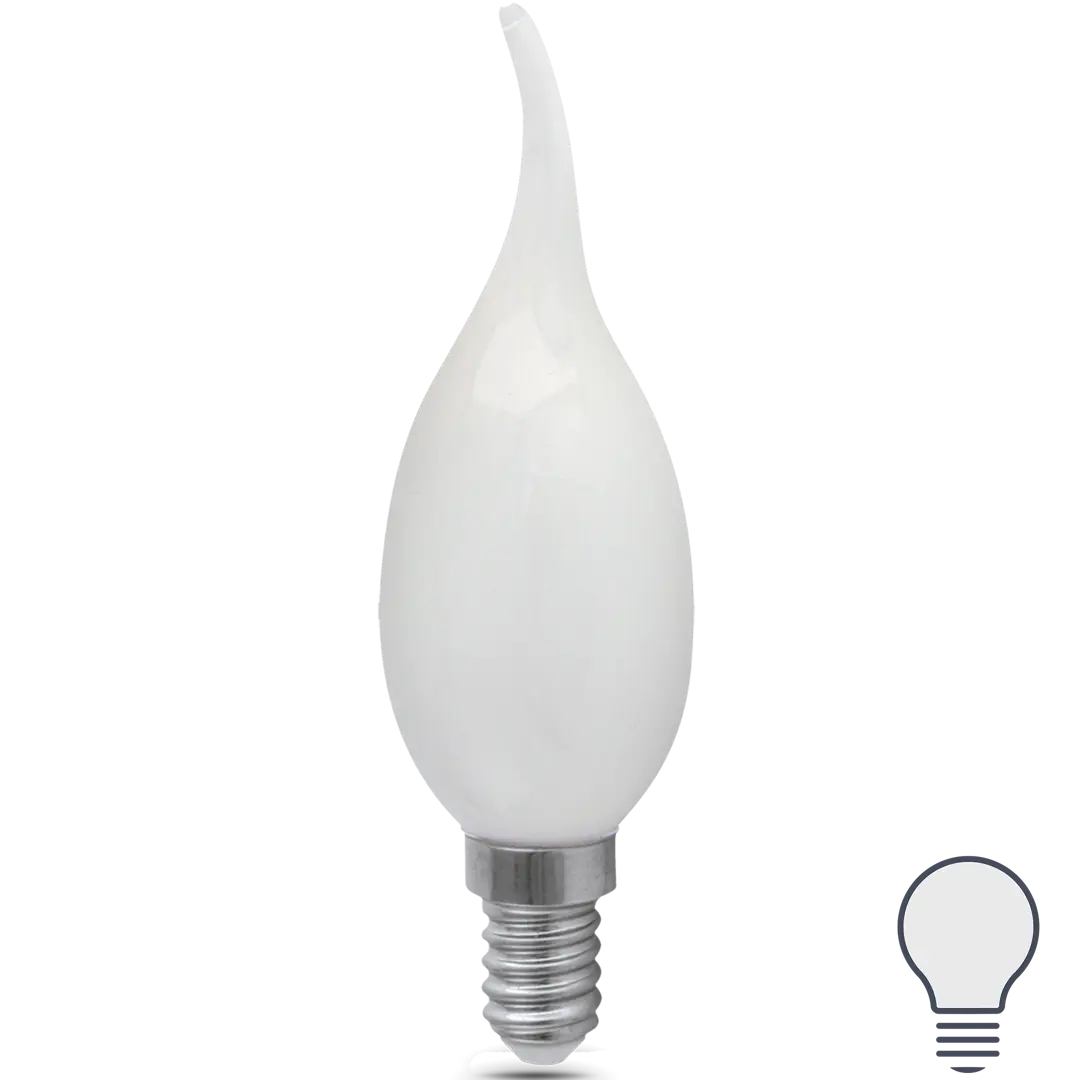 

Лампа светодиодная Gauss Filament Milky Е14 9 Вт свеча на ветру нейтральный белый свет,