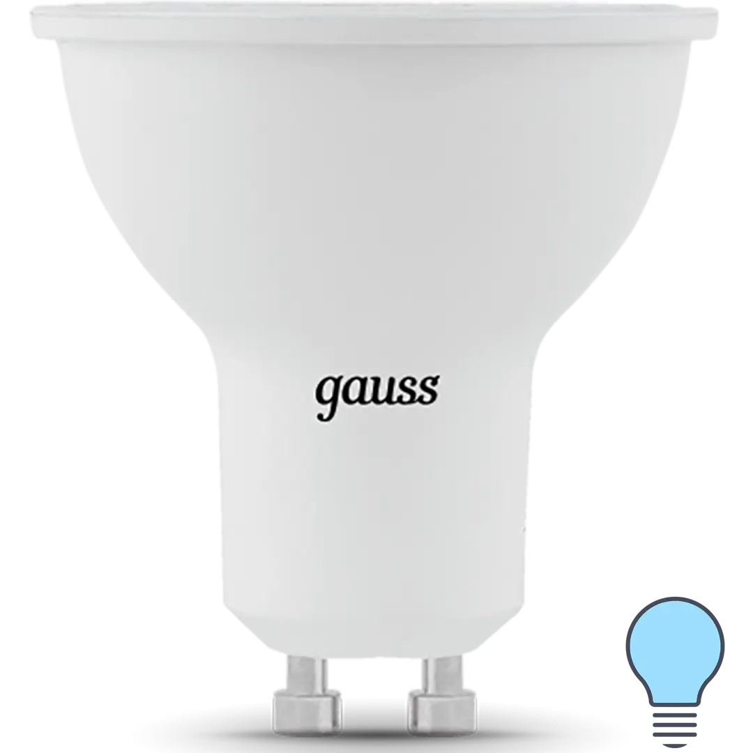 

Лампа светодиодная Gauss MR16 GU10 5 Вт 530 Лм холодный белый свет, для диммера