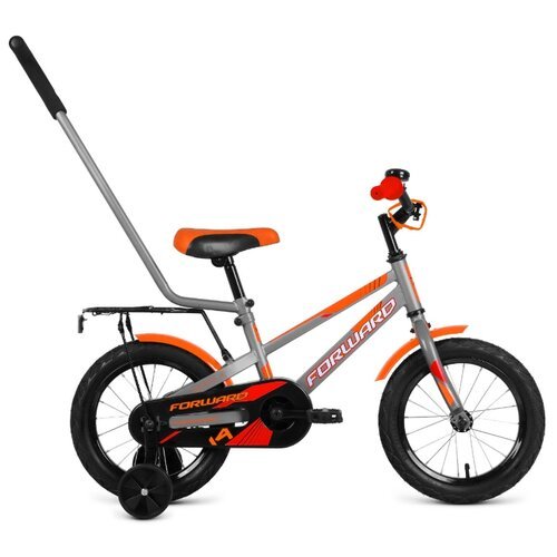 фото Детский велосипед forward meteor 14 2020 серо-голубой/оранжевый