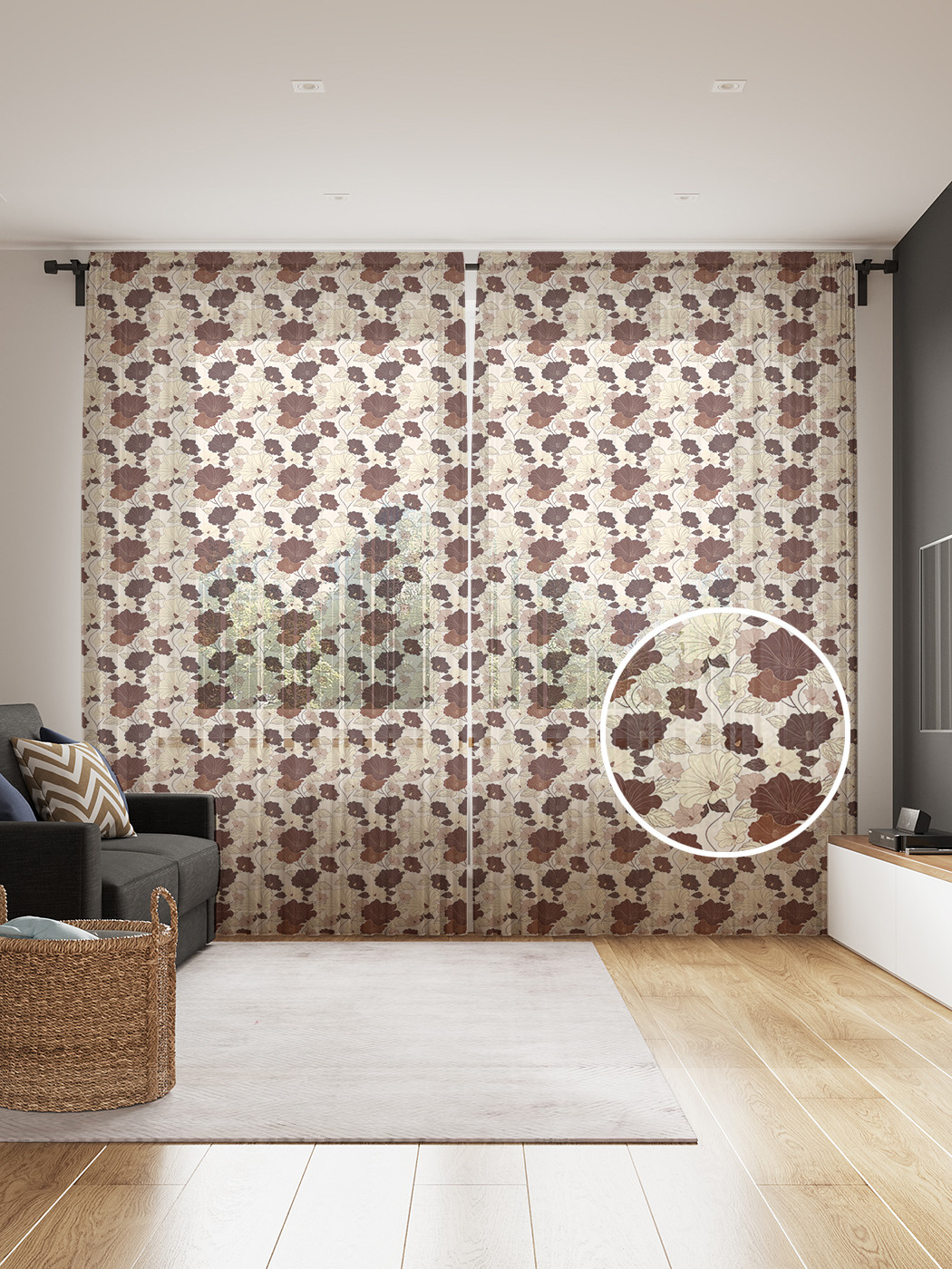 

Фототюль JoyArty "Вьющиеся цветы", 145x265см (2 полотна со шторной лентой + 50 крючков), Вьющиеся цветы