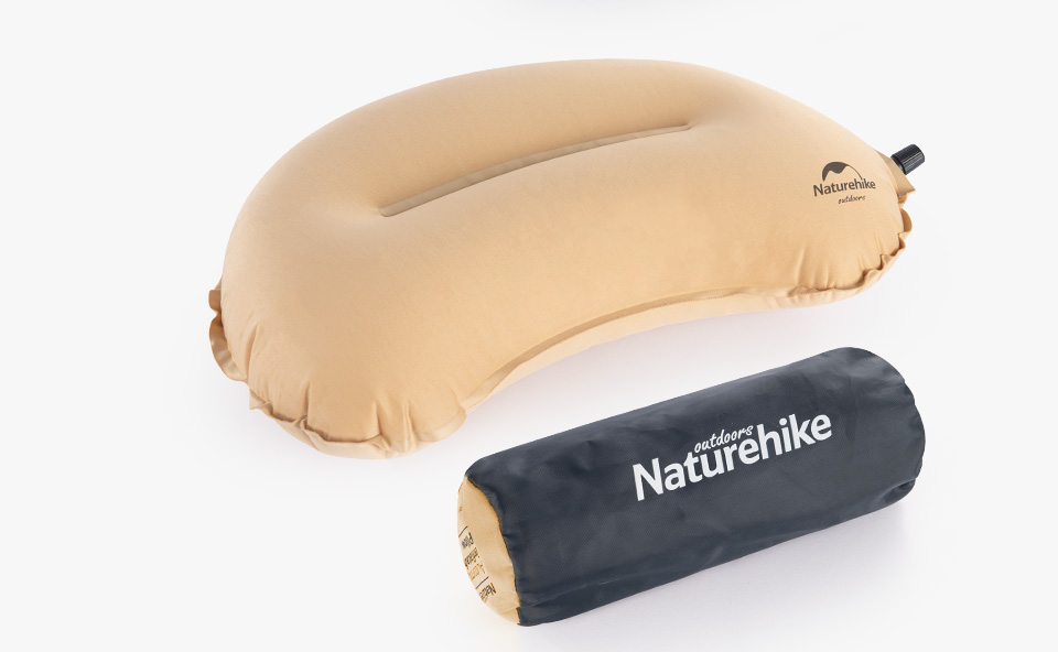 Подушка надувная Naturehike автоматическая, губчатая, хаки