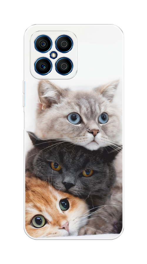 

Чехол на Honor X8 "Пушистые мордашки", Серый;черный;оранжевый, 6107650-1