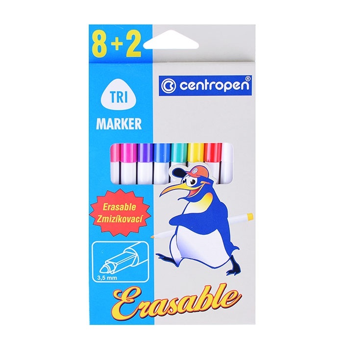 

Centropen стираемые Erasable, 8 цветов, 2 стирателя, 10 шт, смываемые