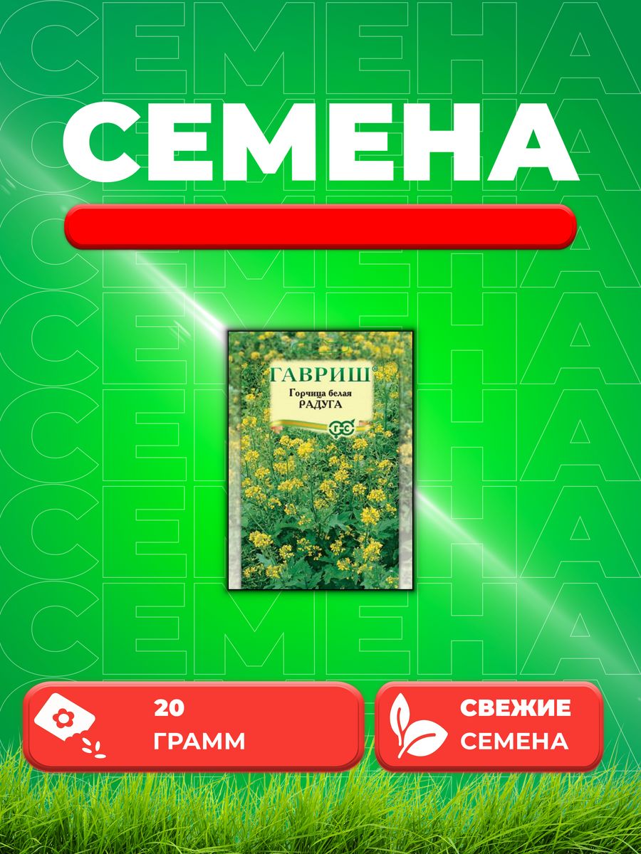 

Семена Горчица белая Радуга, 20г, Гавриш