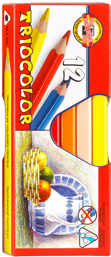

Карандаши цв. Koh-I-Noor TrioColor 3152 3152012001KS трехгран. дерево цветной корпус 12цв., Разноцветные
