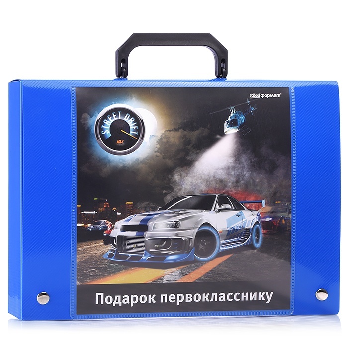 

schoolФОРМАТ портфель "Мир скорости" синий, пластик