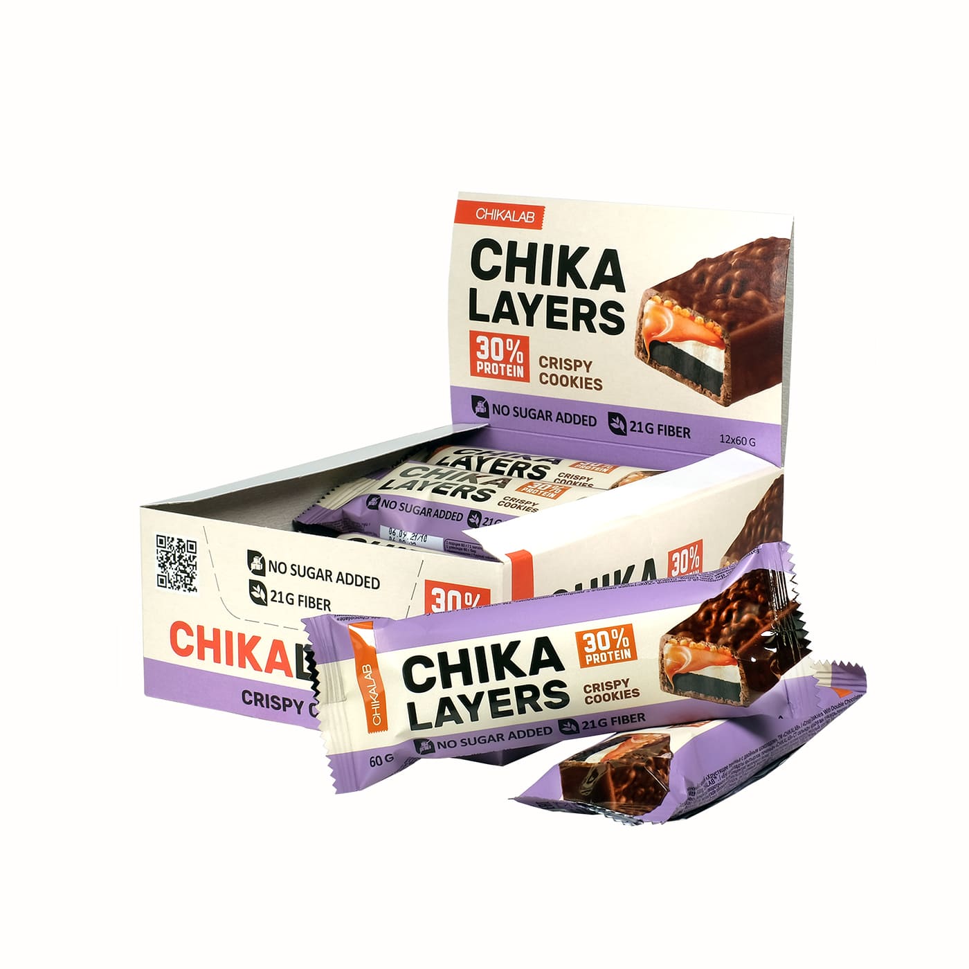 фото Батончик chikalab chika layers (хрустящее печенье с двойным шоколадом) 20шт 60г