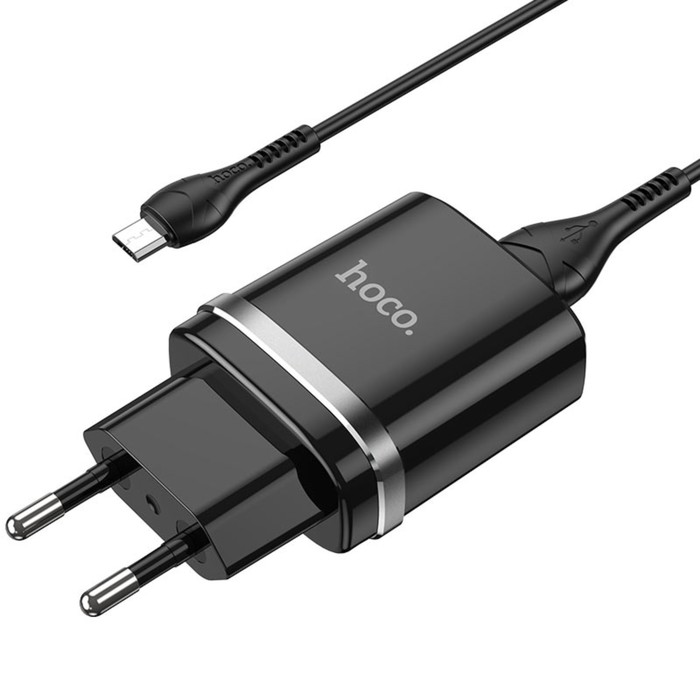 

Сетевое зарядное устройство Hoco N1, 1 USB, кабель Micro USB -USB 1 м, чёрное, N1