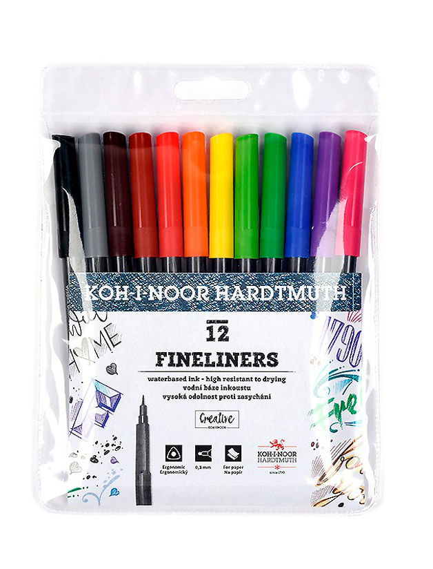 

Набор ручек капилляр. Koh-I-Noor FINELINERS 7021 (777021AB01TE) d=0.3мм в компл.:трафарет