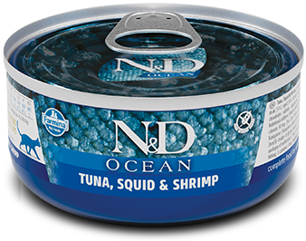 

Влажный корм для кошек Farmina N&D Cat Ocean Tuno, Squid&Shrimp Тунец, 24 шт по 70 г