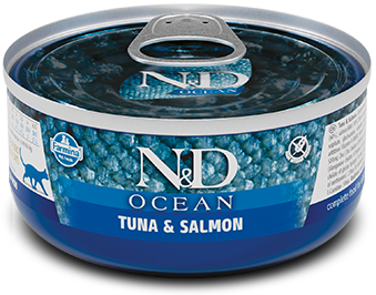 

Консервы Farmina N&D Cat Ocean Tuno & Salmon для кошек с тунцом и лососем, 70г х 24шт